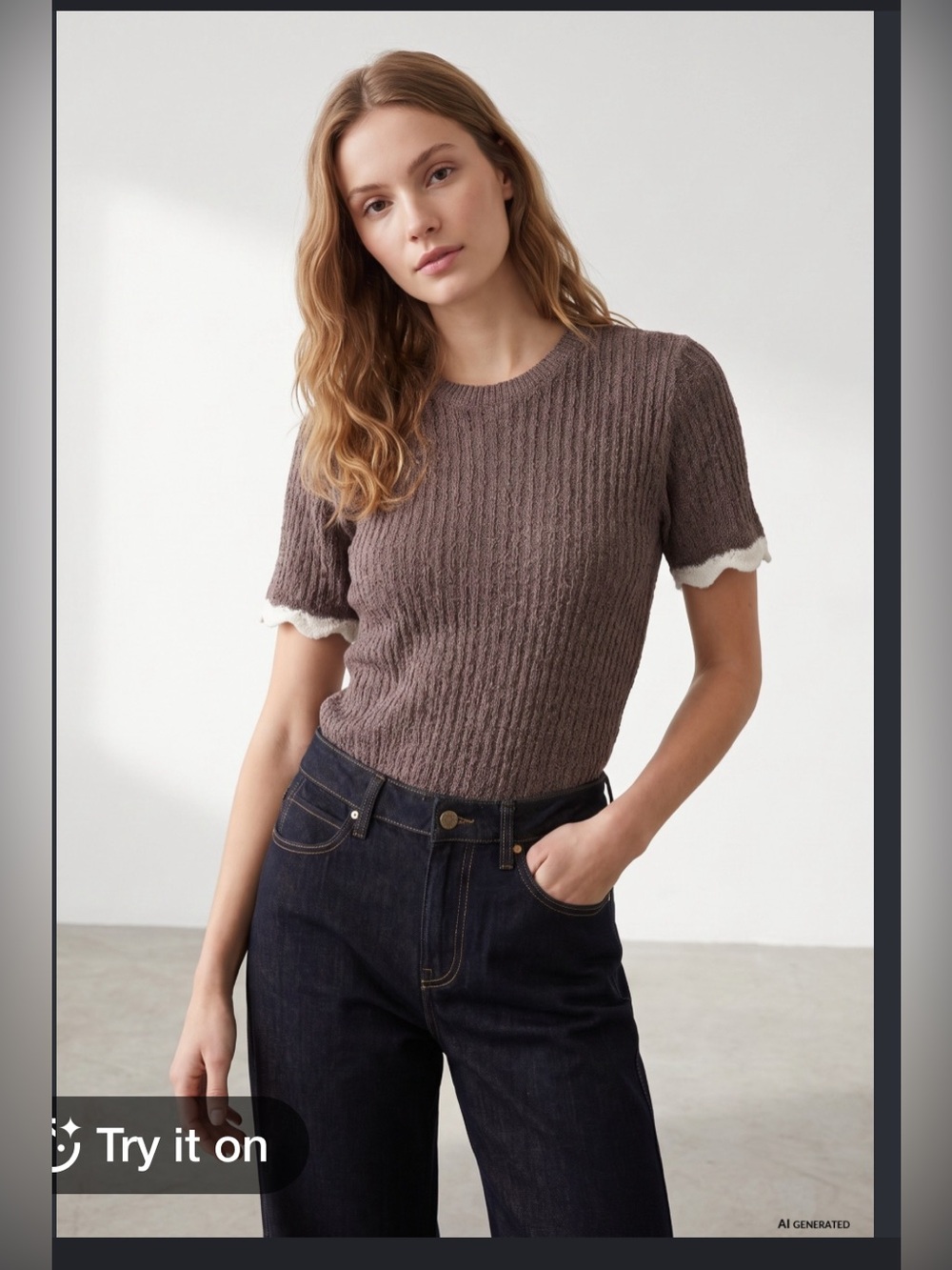 ZARA Combined Knit T-Shirt Medium